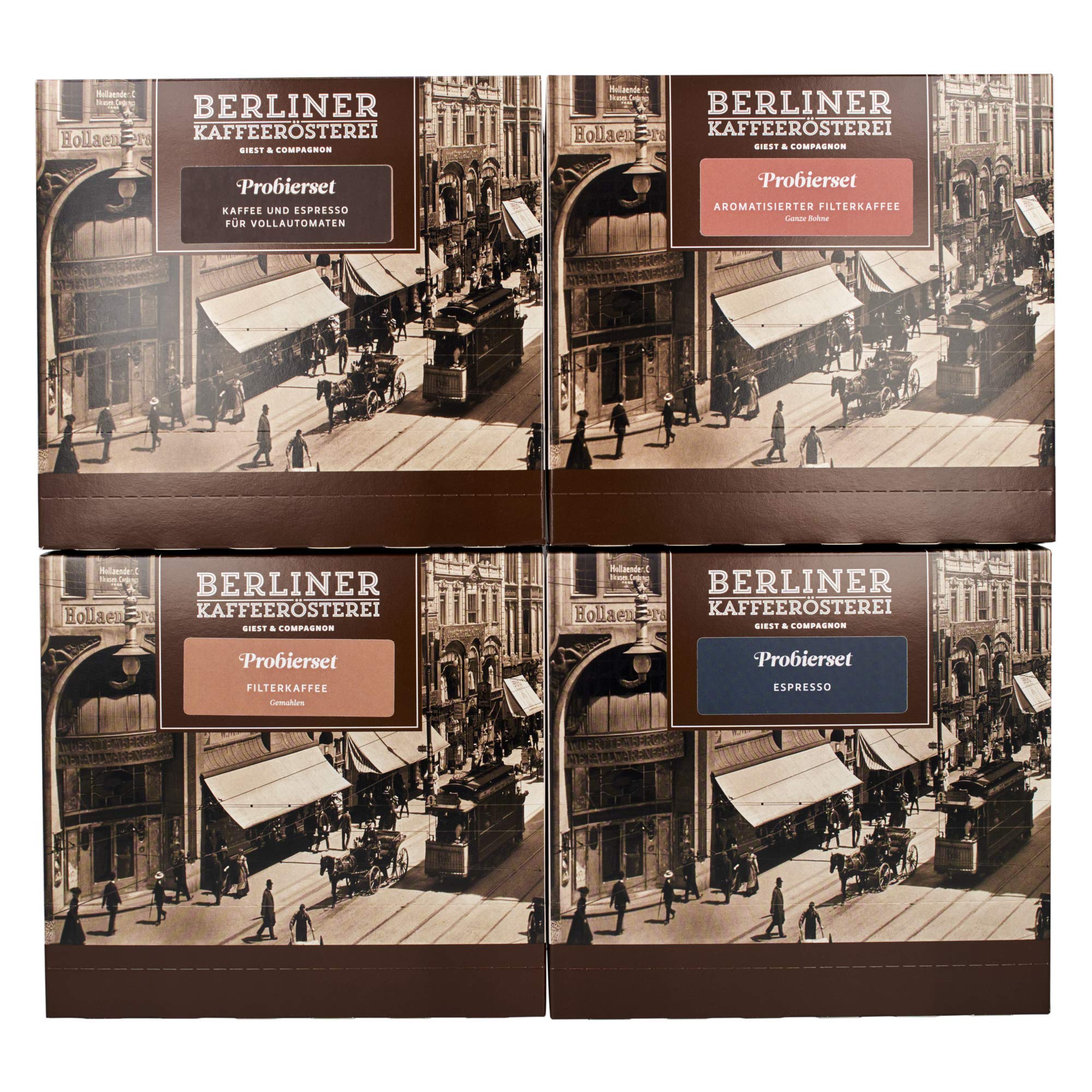 BERLINER KAFFEERÖSTEREI GIEST & COMPAGNON® Espresso Probierset 8x75g ganze Bohne Kaffeebohnen