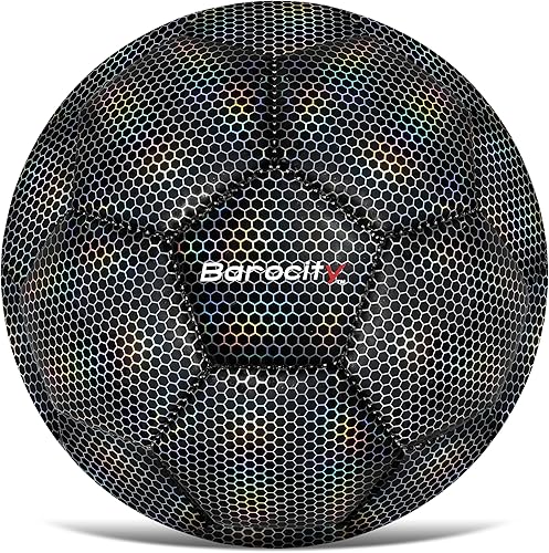 Balón de fútbol Pelota oficial de primera calidad para niño y niña con genial patrón hexagonal iridiscente iridiscente de arcoíris, duradero, para