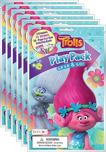 Paquete de 6 paquetes de DreamWorks Trolls Grab & Go Play