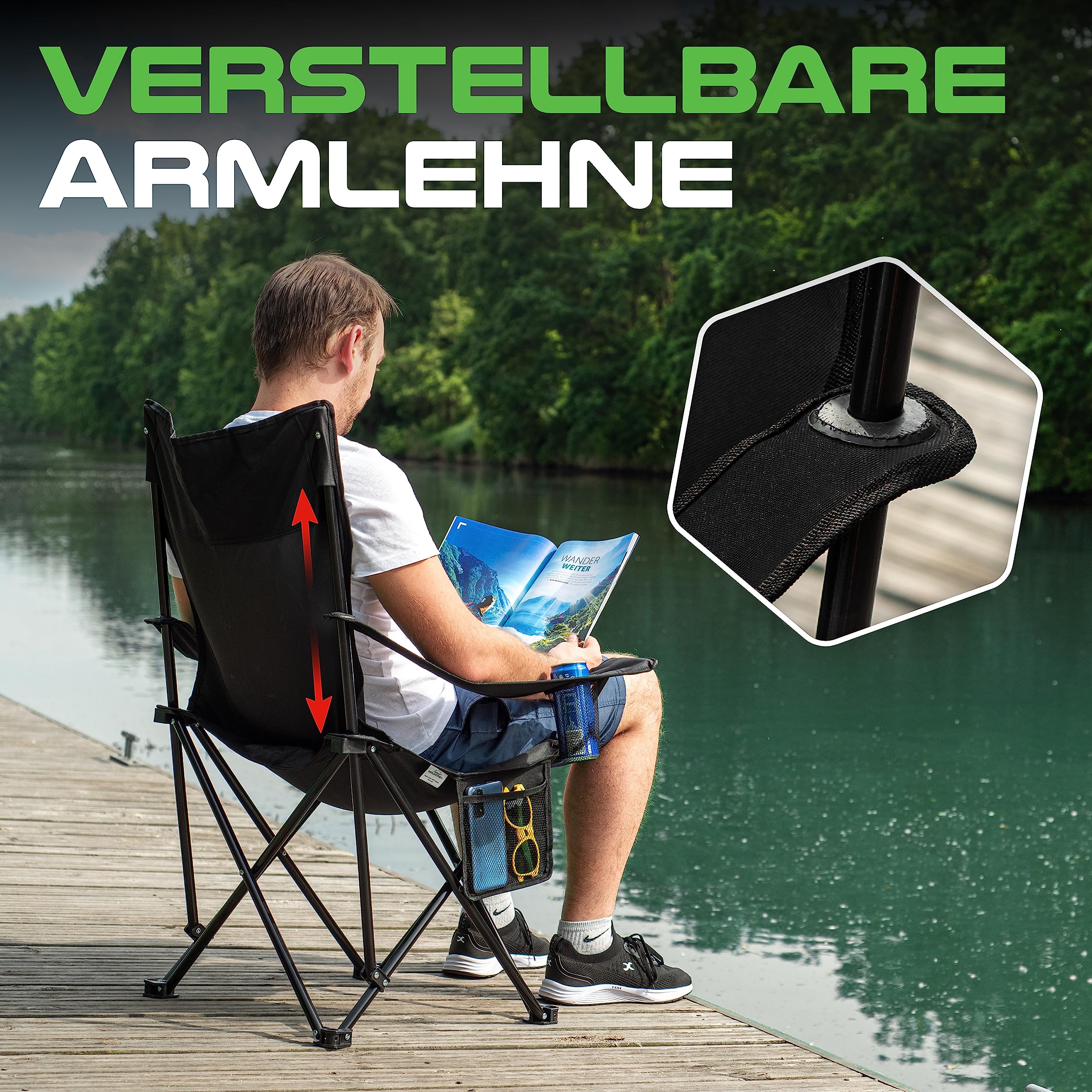 Hem Klapstoel - Verstelbare Campingstoel Met Ademend Mesh - Lichtgewicht Aluminium
