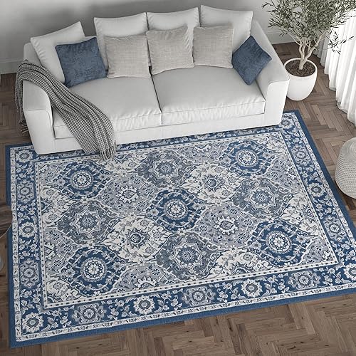 Miniatura 4 de Alfombra moderna azul marino grande de 9 x 12 pulgadas, 9 x 12, alfombra de interior para sala de estar, comedor, alfombra de dormitorio, alfombra