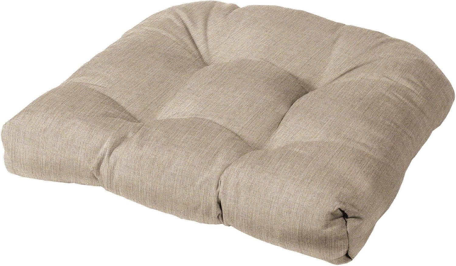 Cushion Source 21" x 21" x 4" Sunbrella Tufted Rounded Back Chair Cushion, Indoor/Outdoor Seat Pad, Sunbrella Elements Cast Ash