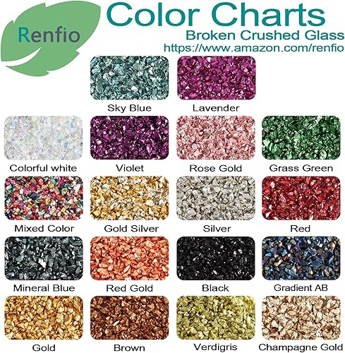 Miniatura 4 de Renfio Fragmentos de purpurina de vidrio triturado roto Crush de 0.079 a 0.157 pulgadas, virutas pequeñas y gruesas irregulares de 3.5 onzas (3.53