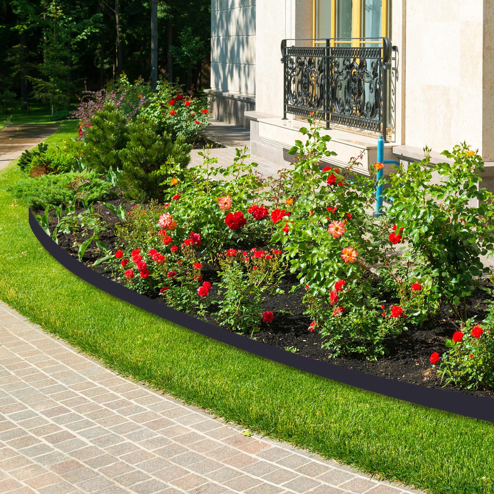 Sasylvia 262 ft Landscape Edging Border No Dig Edging Lawn Garden with 140 Spikes 40 Connectors for Landscape Flower Garden Lawn Yard