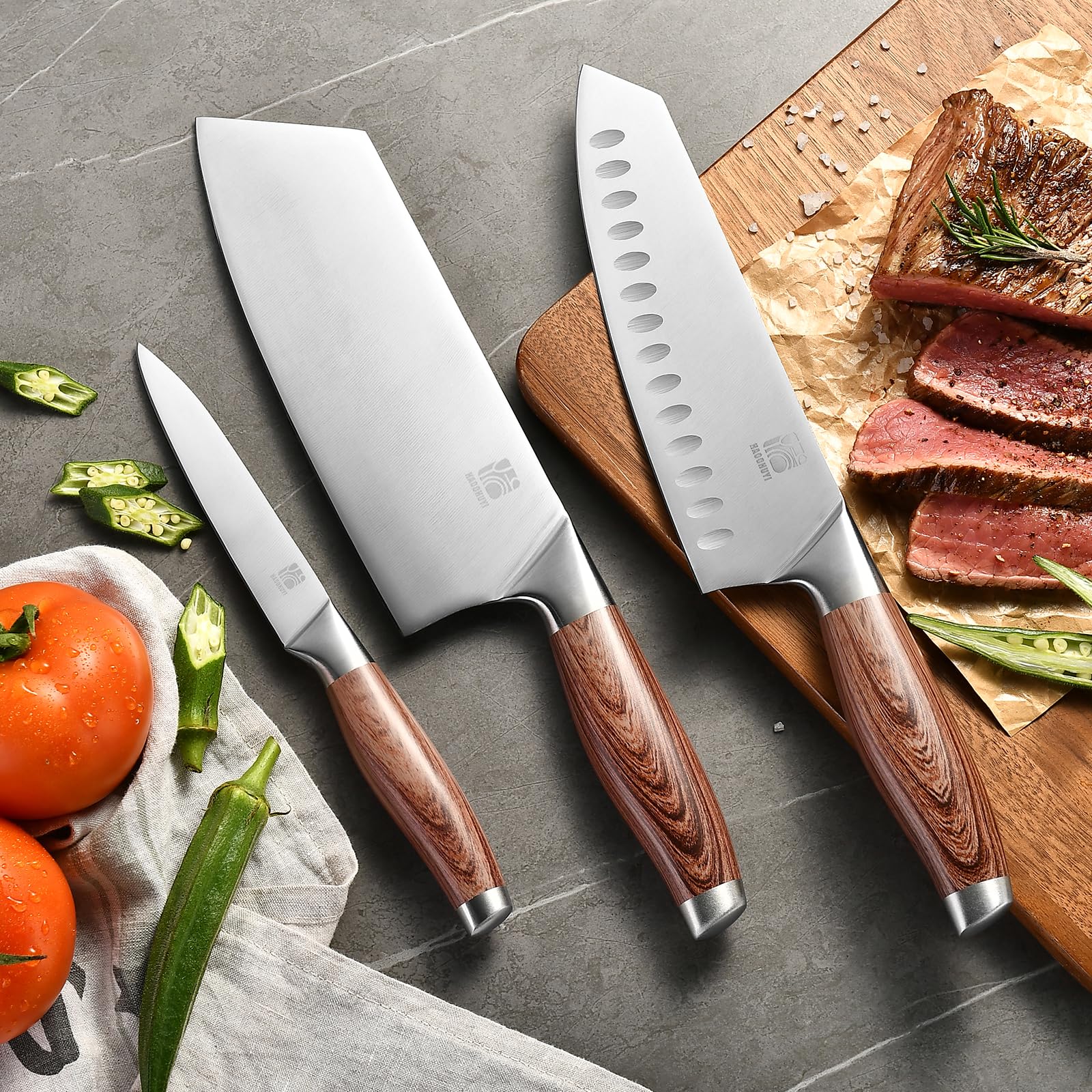 3-Piece Professional Chef Knife Set - Ultra-Sharp Kitchen Knives with Ergonomic Steel Handle, Ideal for Home, Outdoor, Camping, BBQ, and Gifts for Men — Amazon image 8
