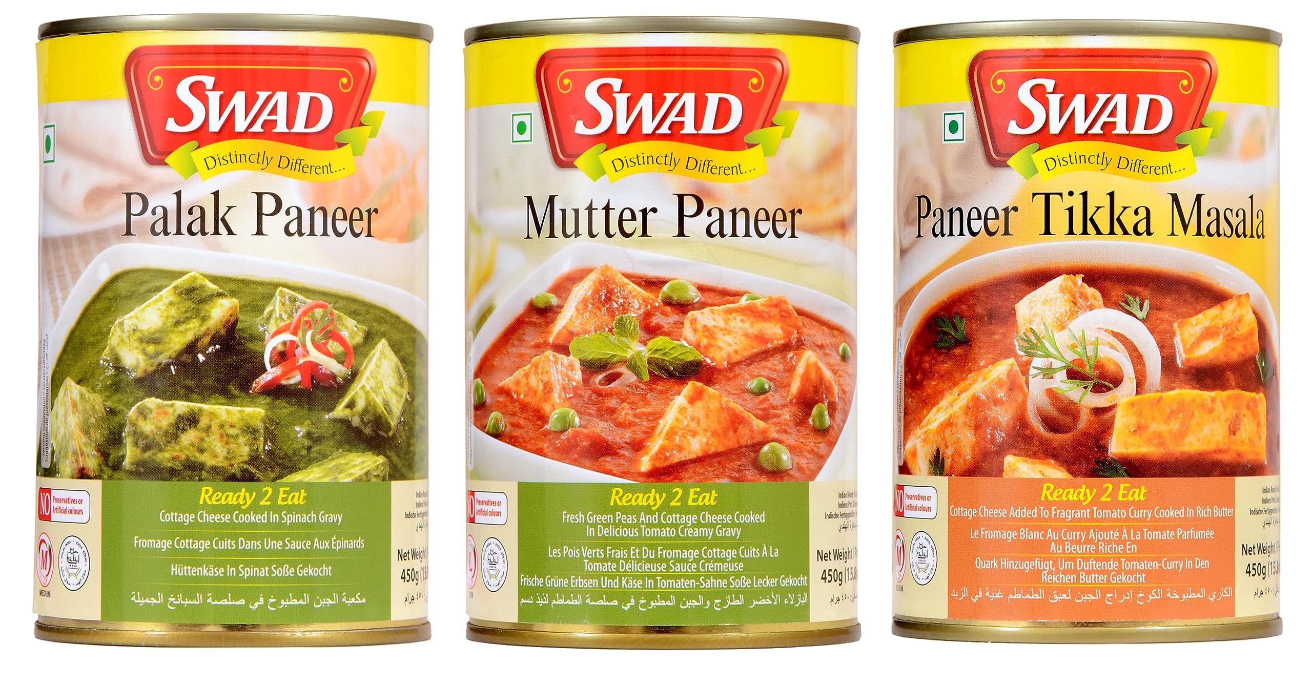 SWAD Ready To Eat Combo Pack Of Paneer Tikka Masala/Palak Paneer/Mutter Paneer Instant Mix Vegetarian with No Added Preservative And Colours - 450gm Each (Pack of 3) (B0CH6YBHJ3) Amazon Price History, Amazon Price Tracker