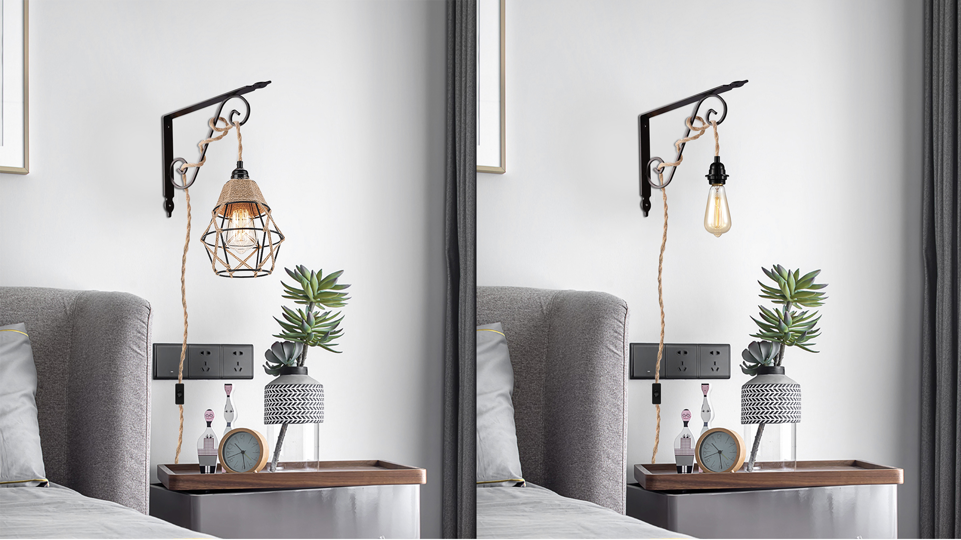 Corde Réglable Avec Mousqueton Pour Suspendre Une Lampe Ou Une Décoration, Style Industriel