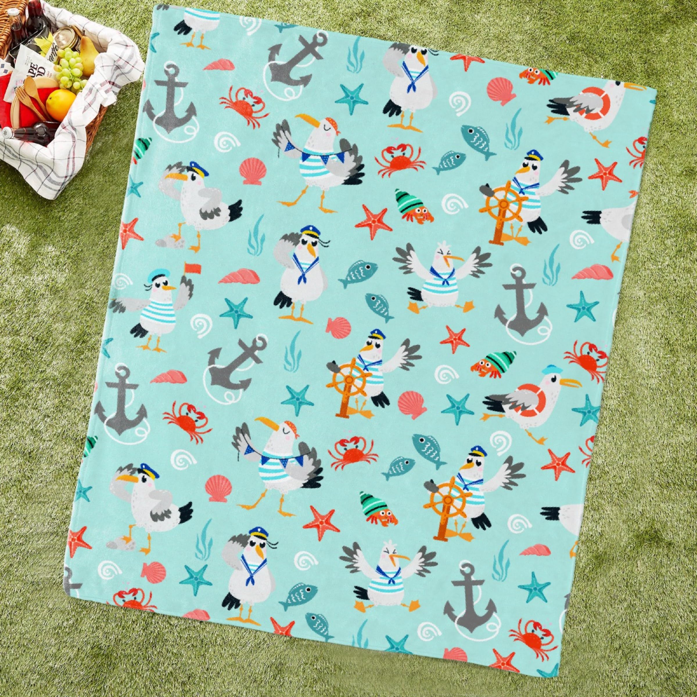 Seaside Seagulls Blanket-Seagull Blanket for Kids- Seagull Gift for Boys, Girls-Soft Flannel Lightweight and Warm Used for Room Bed Camping 40