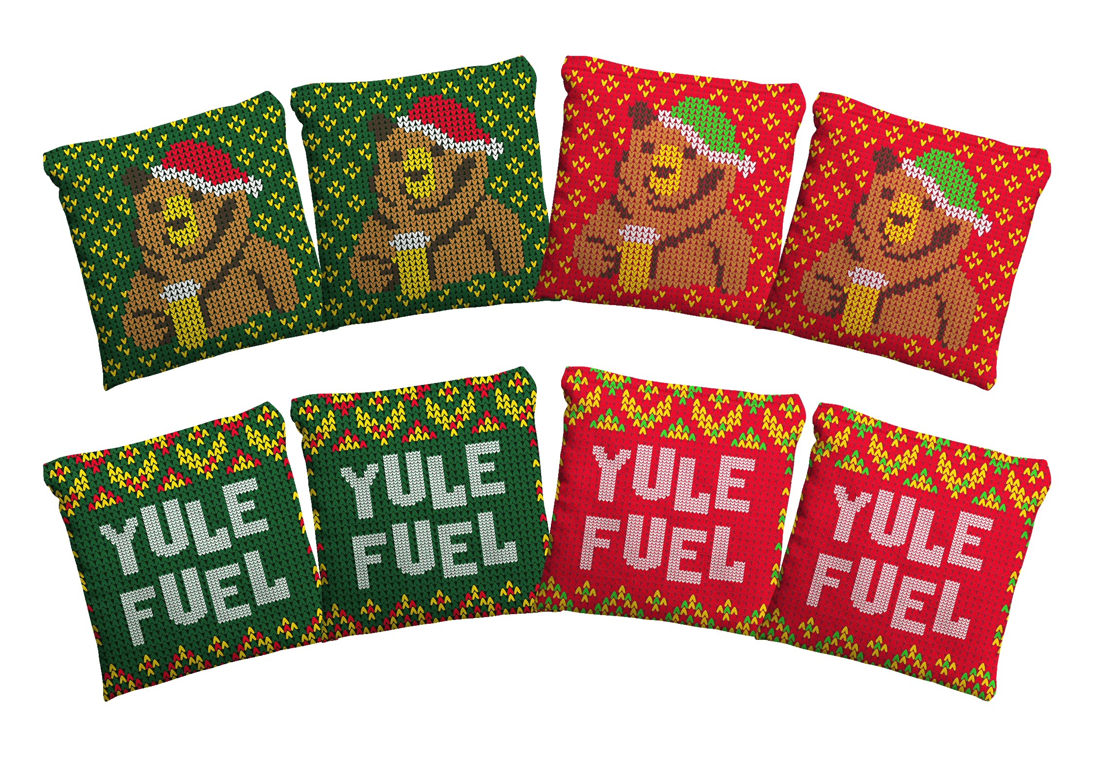 Baggo Yule Fuel Beer Bear Cornhole 1 LB Bean Bag Toss Bags (Set of 8)