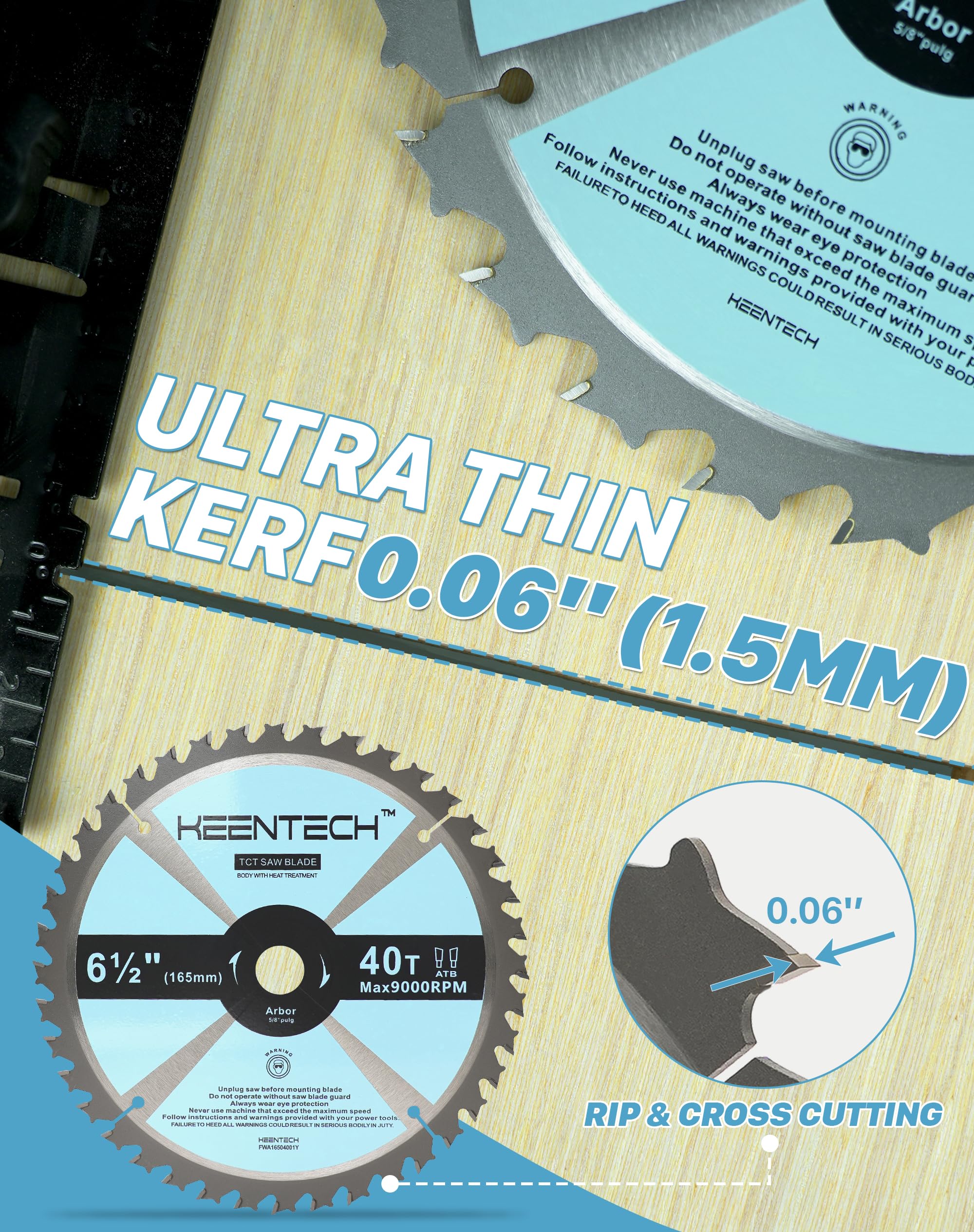 KEENTECH Hoja de sierra circular, 6 1/2 pulgadas, 40 dientes, enmarcado, paquete de 3 (FWA16504001Y)
