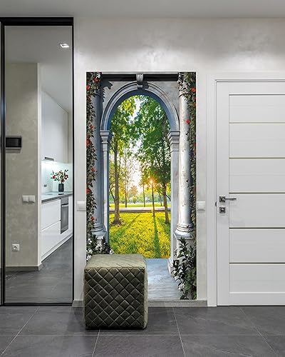 Miniatura 4 de FLFK - Mural para puerta, adhesivo 3D para puerta, autoadhesivo, extraíble, para decoración del hogar, 30.3 pulgadas de ancho x 78.7 pulgadas de