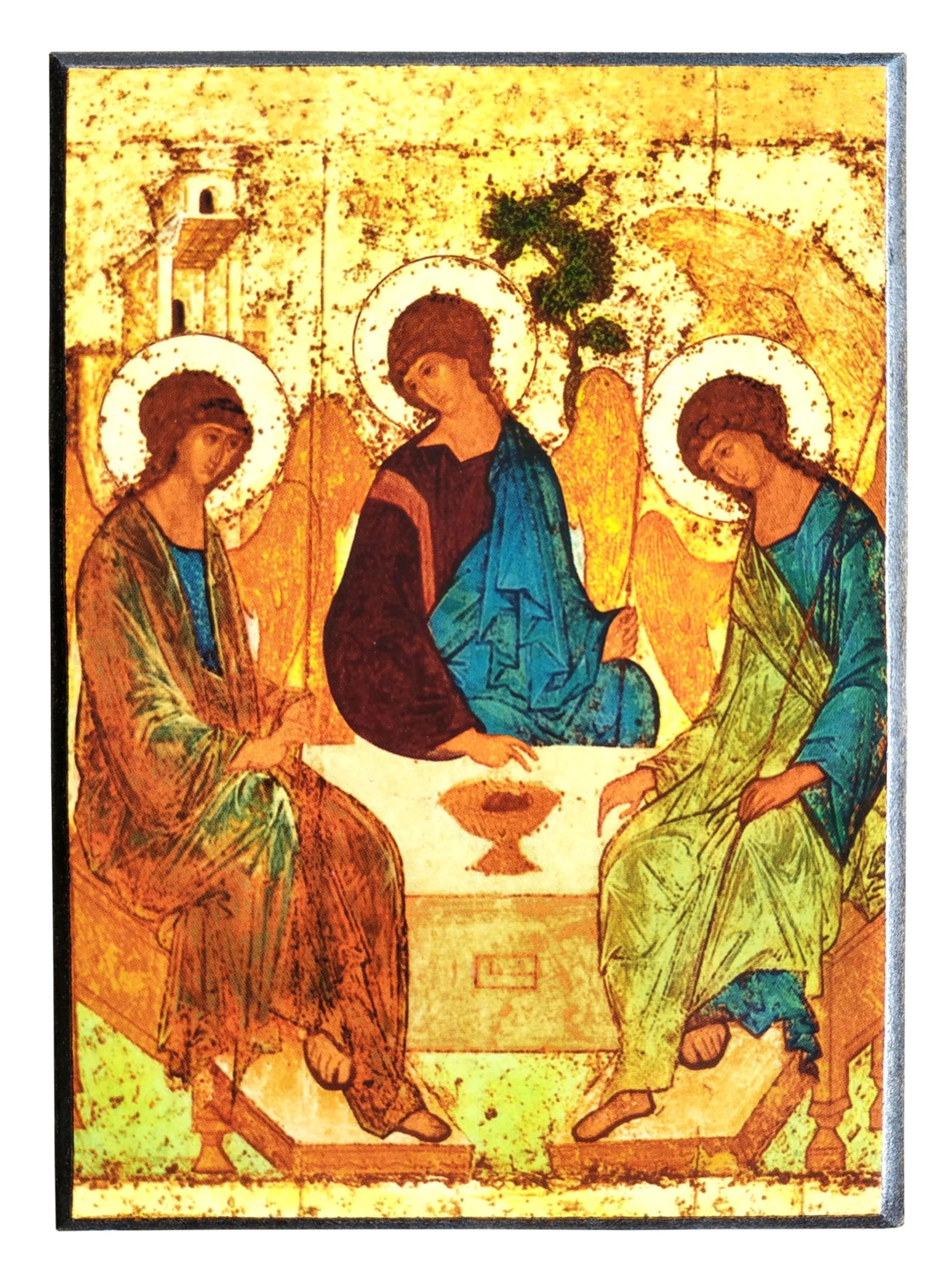 HOLY TRINITY (THREE ANGELS, FROM THE HOSPITALITY OF ABRAHAM) - Greek Byzantine Orthodox Icon