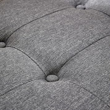 Home Source Storage Ottoman Window Seat, Fabric Footstool Bench, Lift Up Lid Chest, Bedding Blanket Toy Box, 120cm, Dark Grey Linen