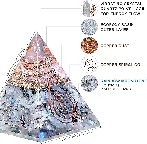 Miniatura 54 de Black Tourmaline Orgone Pyramid for Protection & Security Orgonite pyramids with Copper Coil and Crystal Quartz for Chakra Protection