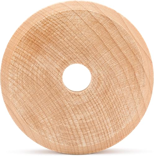 Miniatura 45 de Mini ruedas de madera estilo pisado, 1-1/2 pulgadas de diámetro, paquete de 12, para manualidades y modelos de automóvil de bricolaje, por Paquete