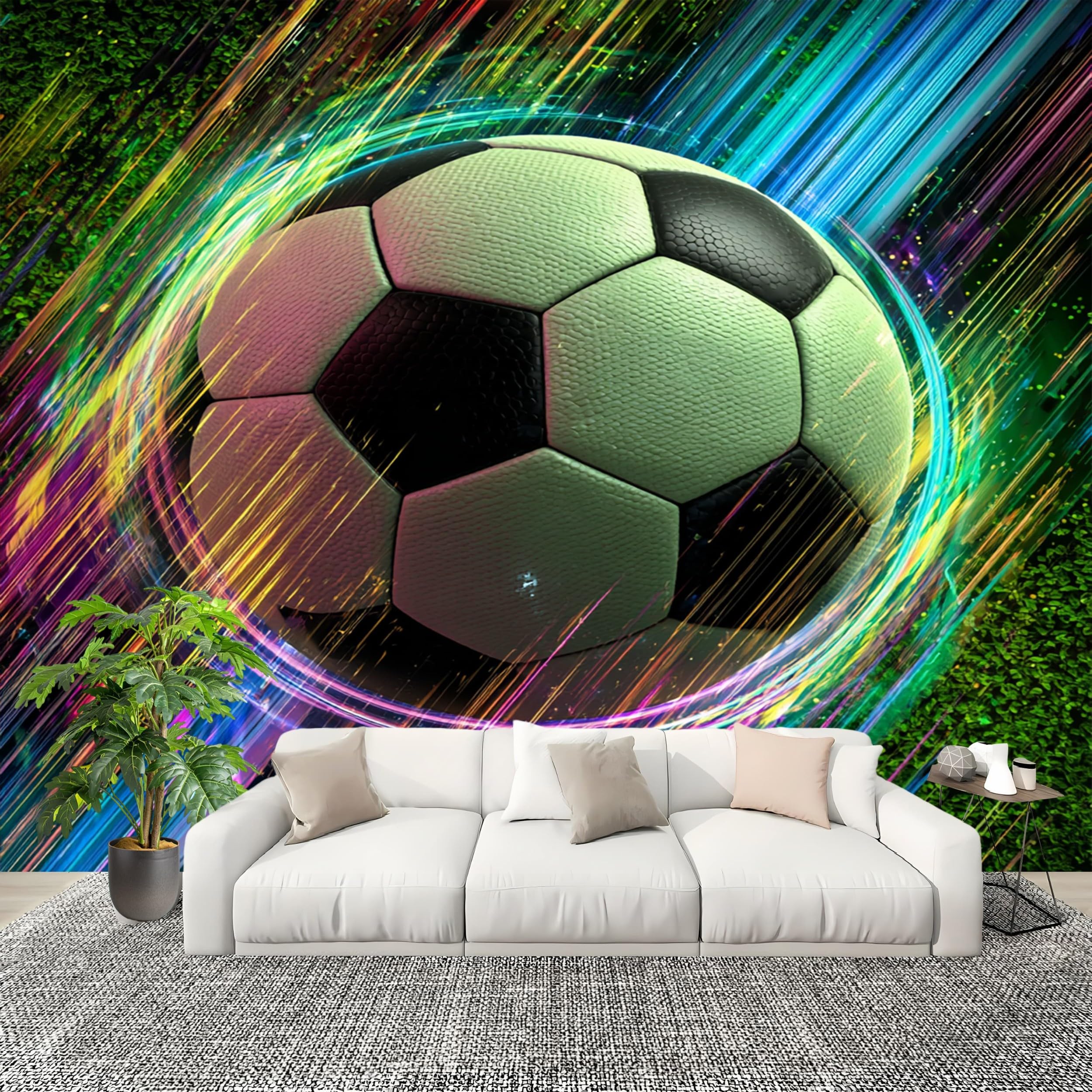 Papier peint football 400x280 anti-UV pour rénover un grand mur de salon