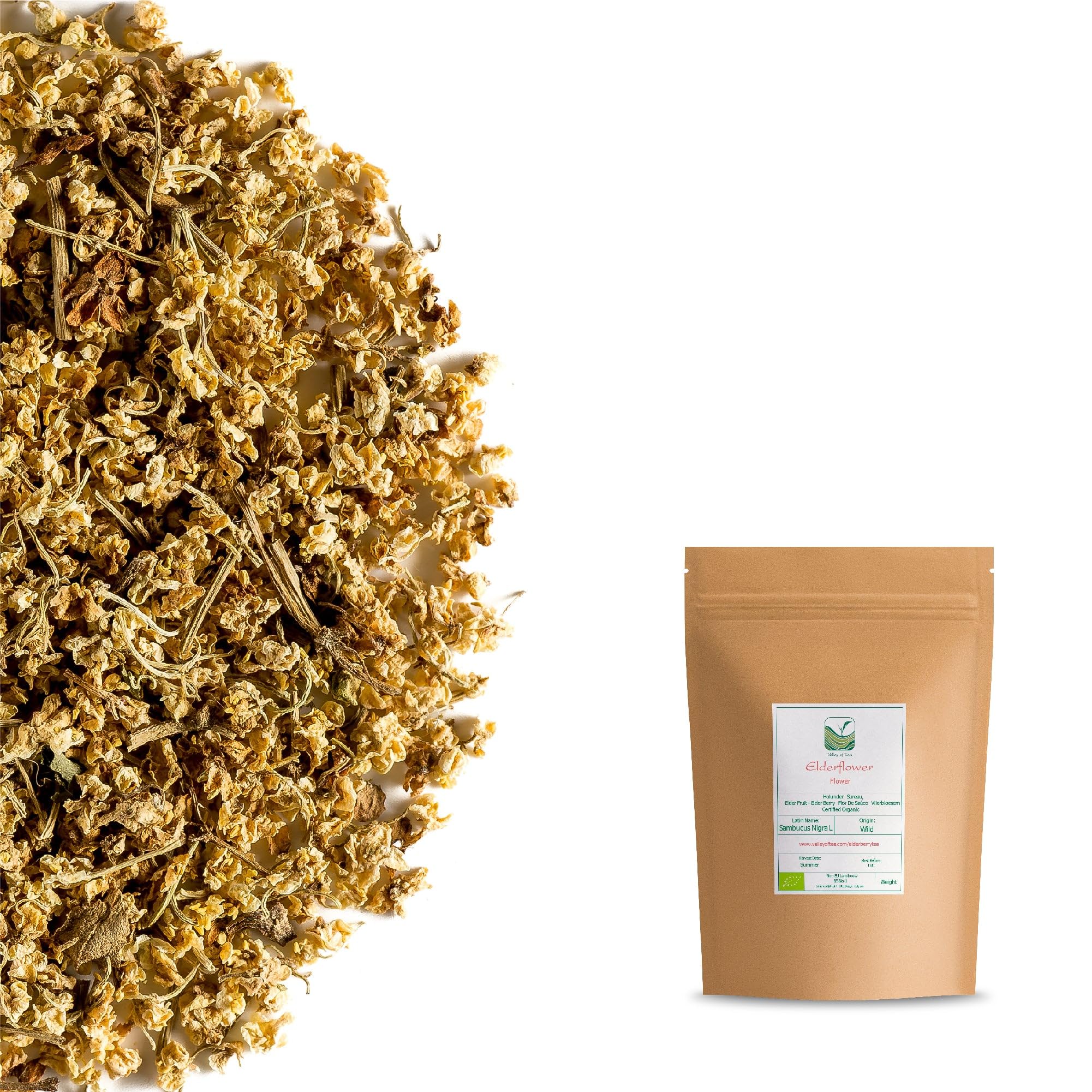 Fiori di Sambuco Essiccati Biologici - Boccioli Sfusi in Foglia | profumo dolce e floreale perfetto in infusione calda o per aromatizzare sciroppi e limonate estive