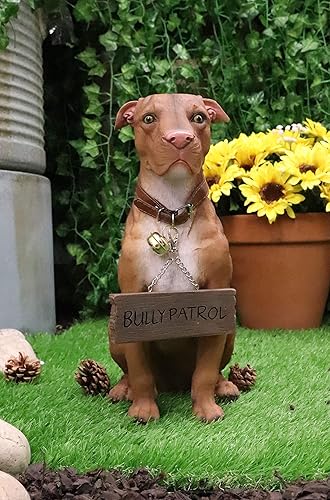 Miniatura 9 de Ebros Gift Estatua de perro Lifelike Pet Pal American Pit Bull de 13 pulgadas de alto con collar de cascabel y letrero de felicitación como puerta