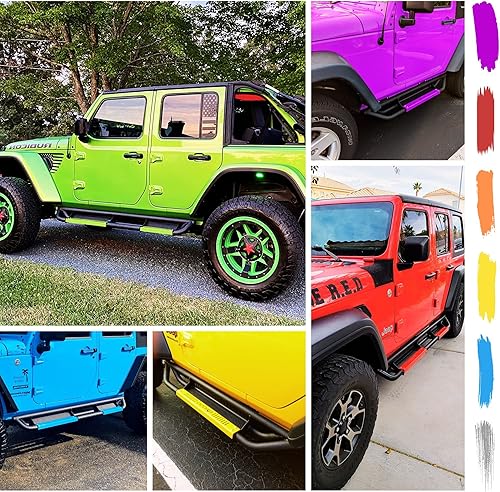 Miniatura 3 de oEdRo Estribos de 6 pulgadas compatibles con Jeep Wrangler JL Unlimited 2018-2024 de 4 puertas, rieles laterales atornillados, con recubrimiento en