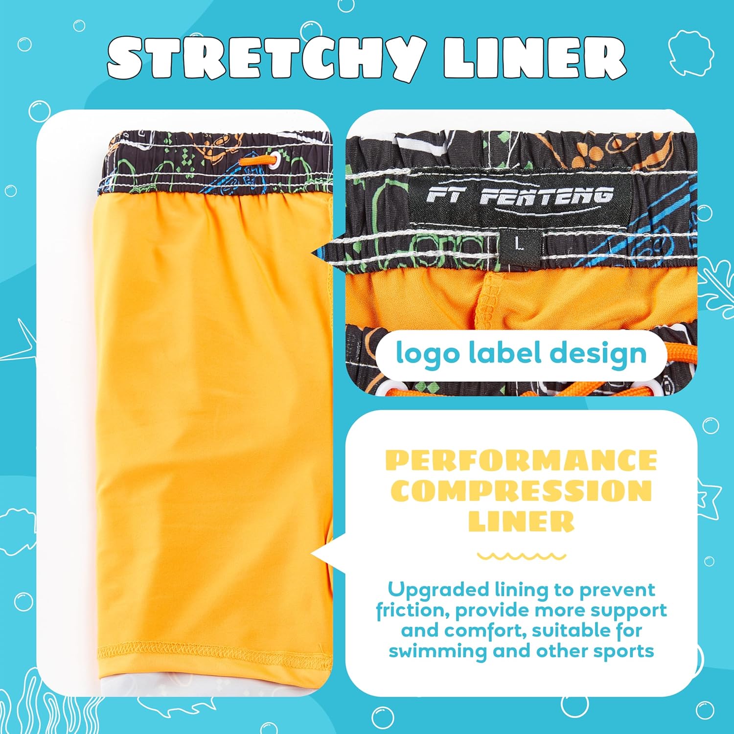 FT FENTENG Boys Swim Trunks Compression Liner Swim Shorts Quick Dry Bathing Suit with Boxer Brief Anti-Chafe Boy Swimwear - Image 6