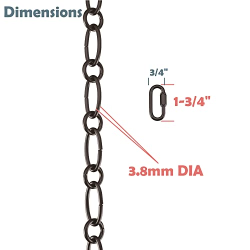 Image of Aspen Creative 21129-05-1, Steel Heavy Duty Chain & Two Quick Link Connector for Lighting Fixture /Swag Light /Plants / 1 Foot, Oil Rubbed Bronze, 9 Gauge