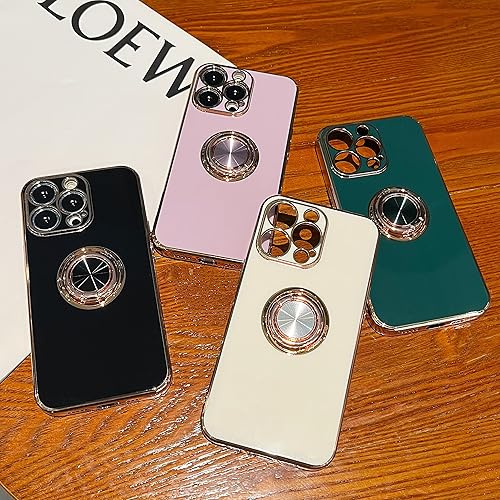 Miniatura 5 de ZTOFERA Funda compatible con iPhone 14 Pro, fundas galvanizadas antiarañazos con soporte de anillo de 360, TPU suave y flexible a prueba de golpes,