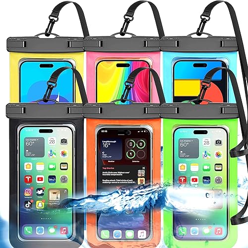 Paquete de 6 bolsas impermeables universales para teléfono, funda impermeable grande para teléfono, bolsa seca IPX8 deportes al aire libre para