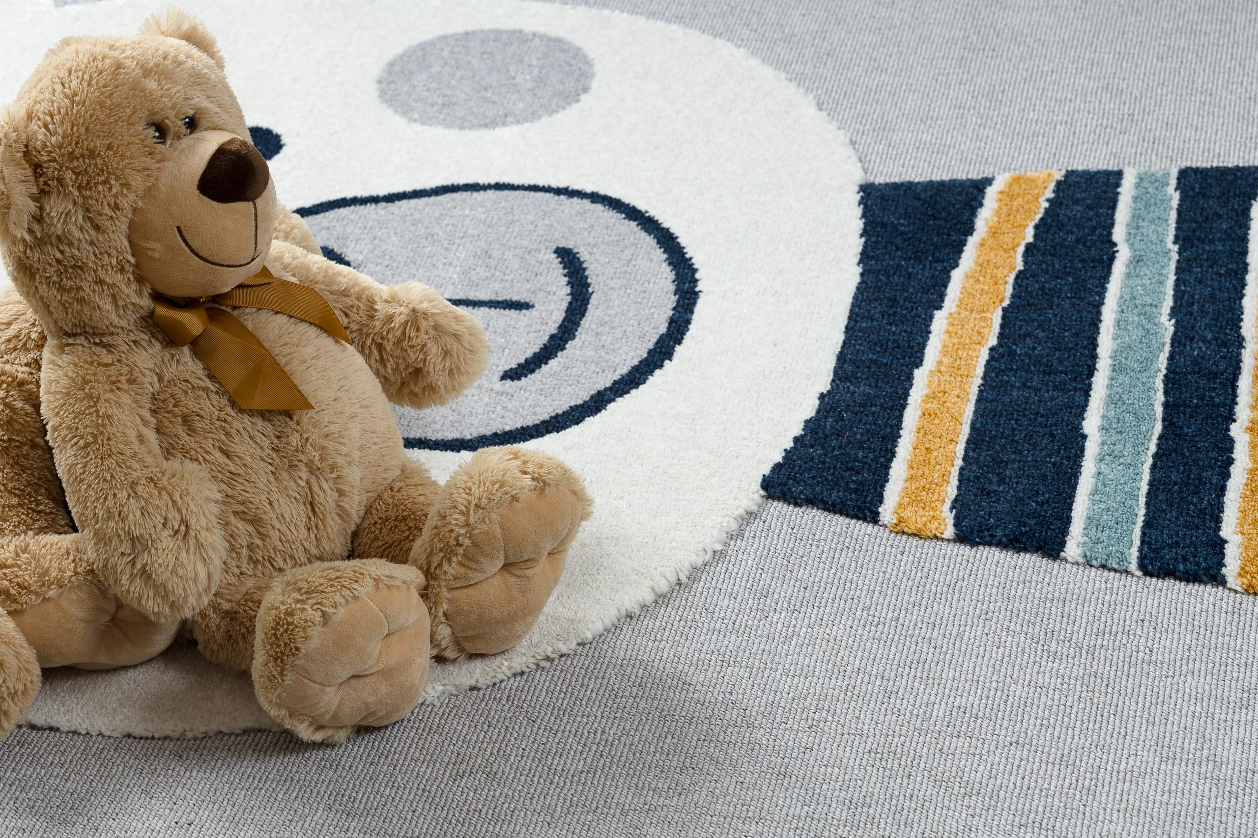 rugsx Tappeto per bambini YOYO GD50 Orsacchiotto, strutturali, sensoriali, frange, grigio/bianco 120x170 cm