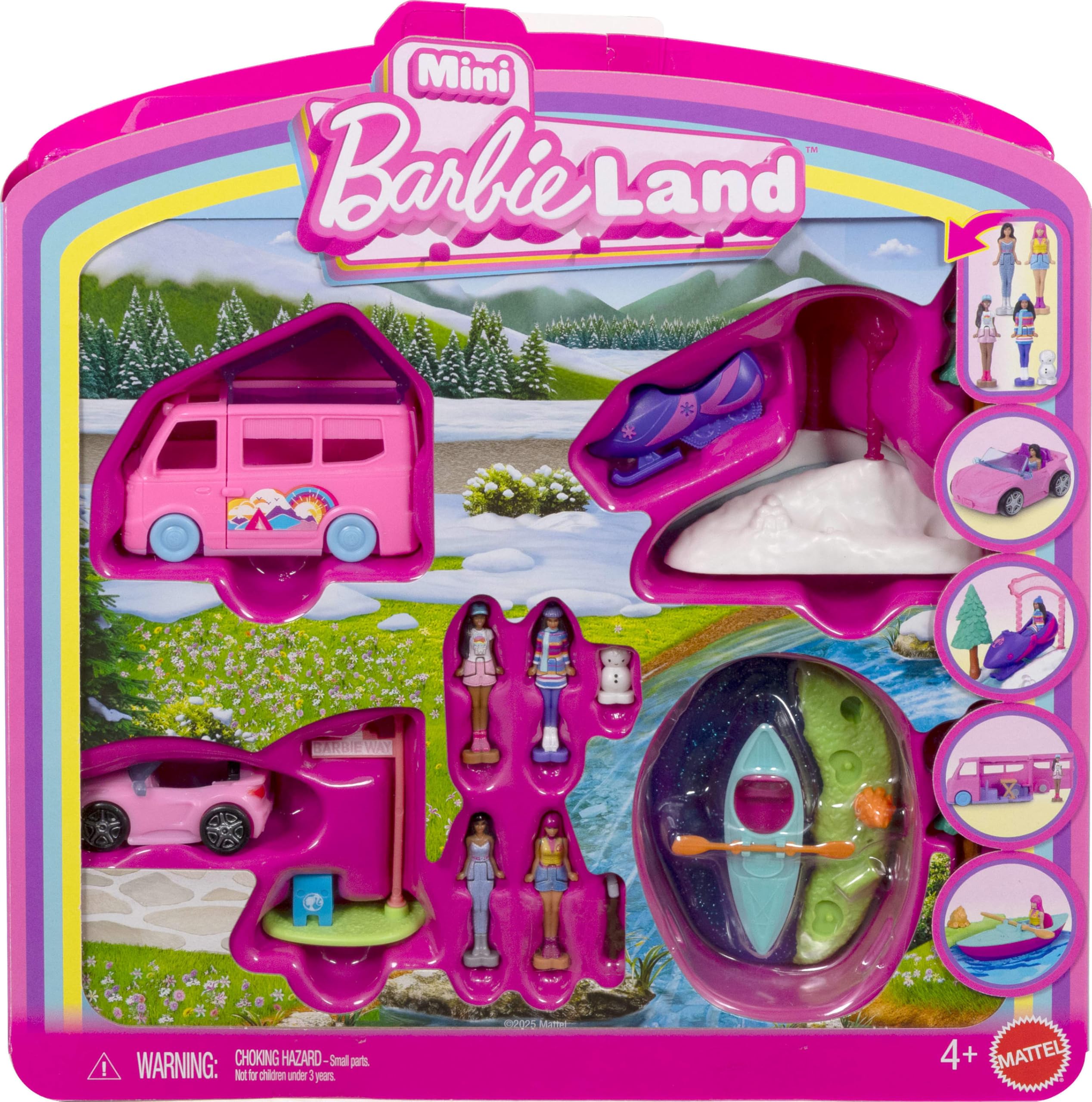 Amazon.com: Barbie Mini BarbieLand 4-Pack Doll & Toy Vehicle Set