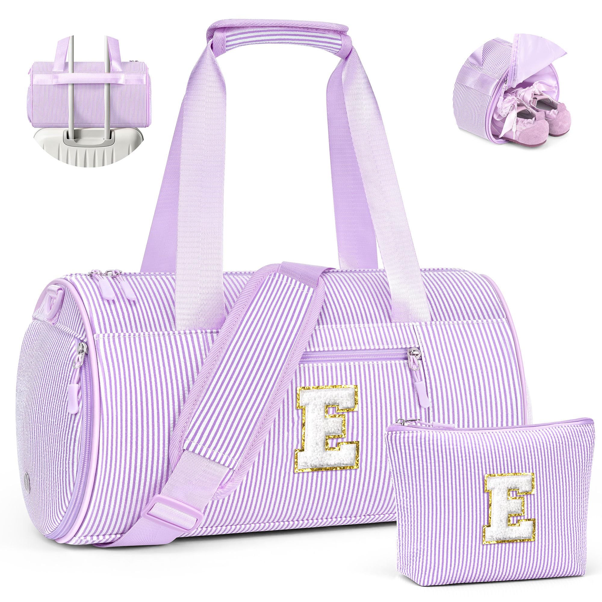 Photo 1 of YOOLIFE Monogram Duffle Bag with Cosmetic Bag - Purple