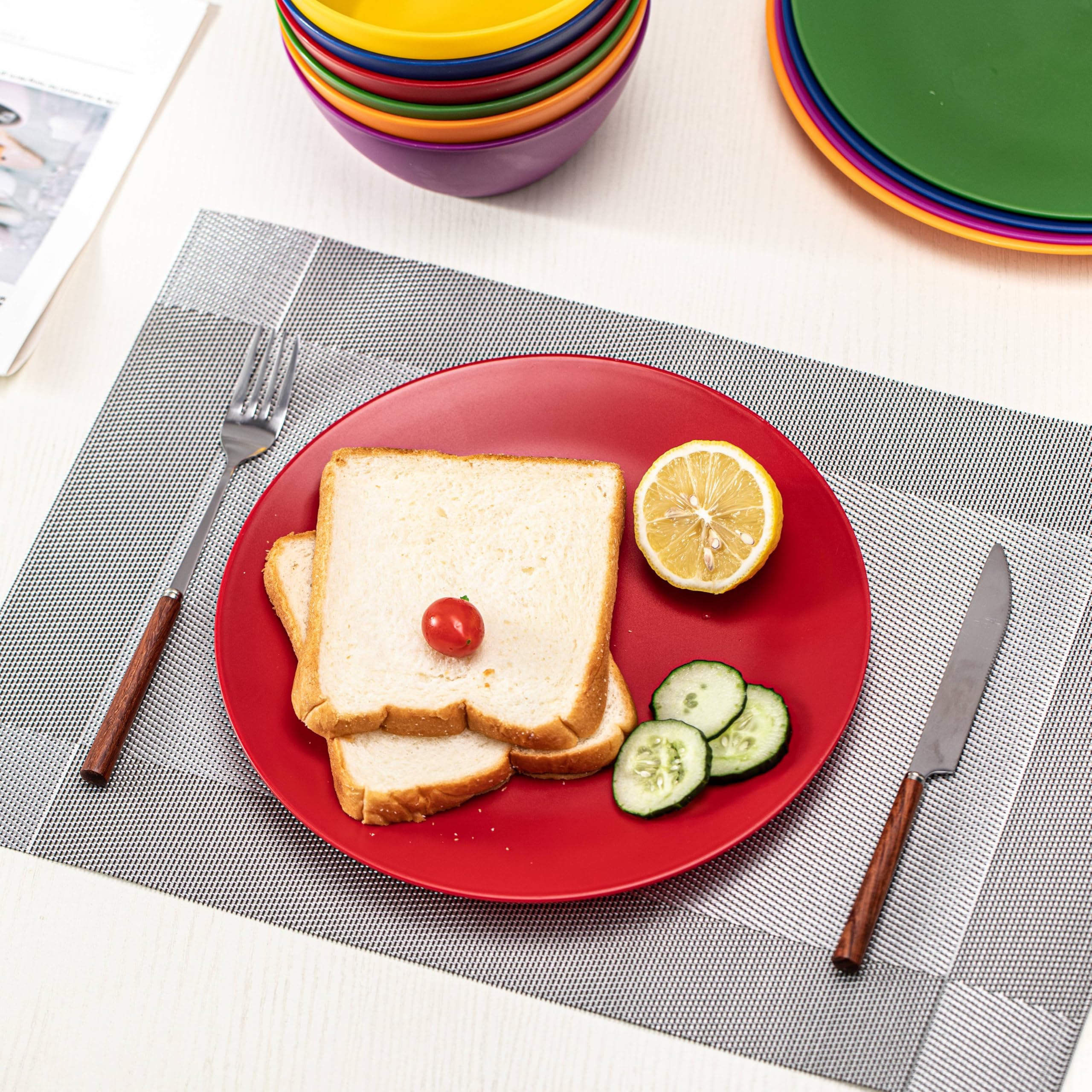 5-tlg Kunststoffteller Set - Unzerbrechlich & Mikrowellengeeignet 20cm