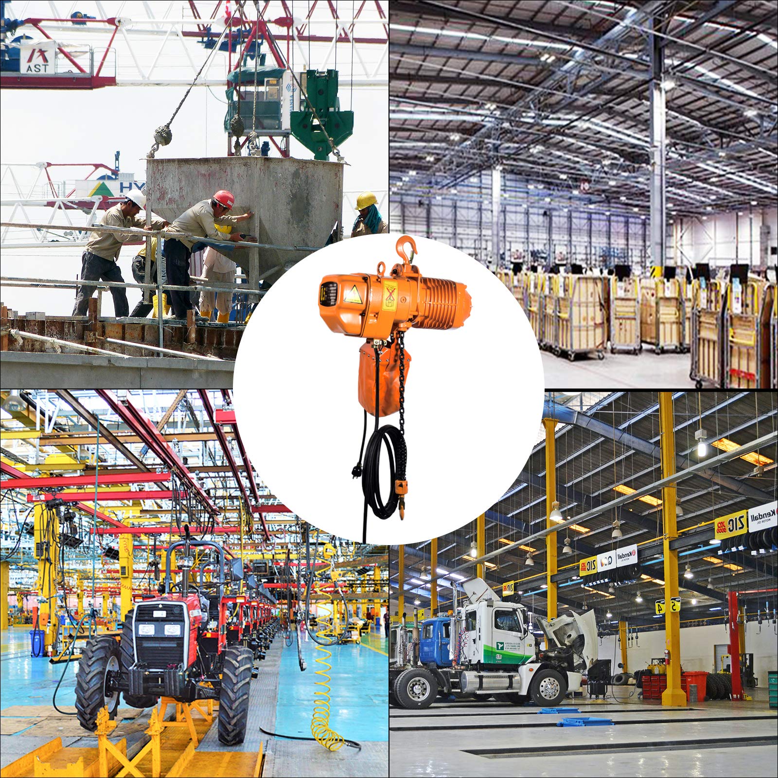 VEVOR Paranco Elettrico a Catena Fisso da 500 kg, Catena Singola G80, Altezza di Sollevamento 6 m, con Telecomando Wireless da 100 m e Telecomando Cablato da 4,5 m, Trifase per Fabbriche e Magazzini