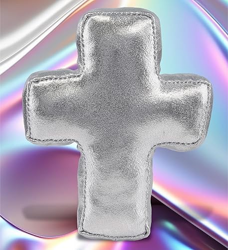 Miniatura 2 de DolliBu Peluche de cruz plateada, mini adorno de cruz para niños, animales de peluche religiosos, regalos de bautizo, recuerdos de fiesta y