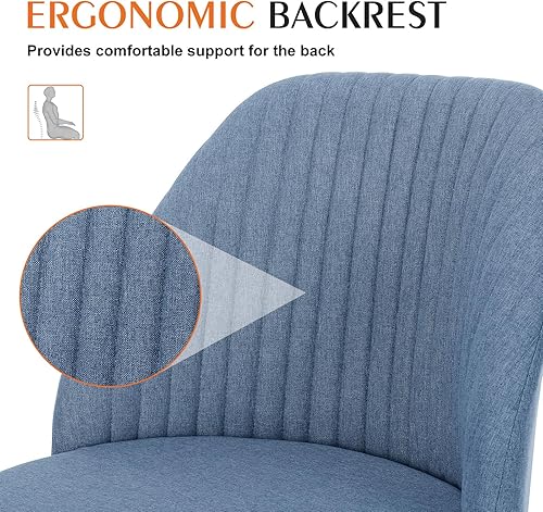 Miniatura 5 de Sweetcrispy Silla de escritorio de oficina, moderna y ajustable, giratoria, de tela, sillas de escritorio para oficina en casa con ruedas, silla de