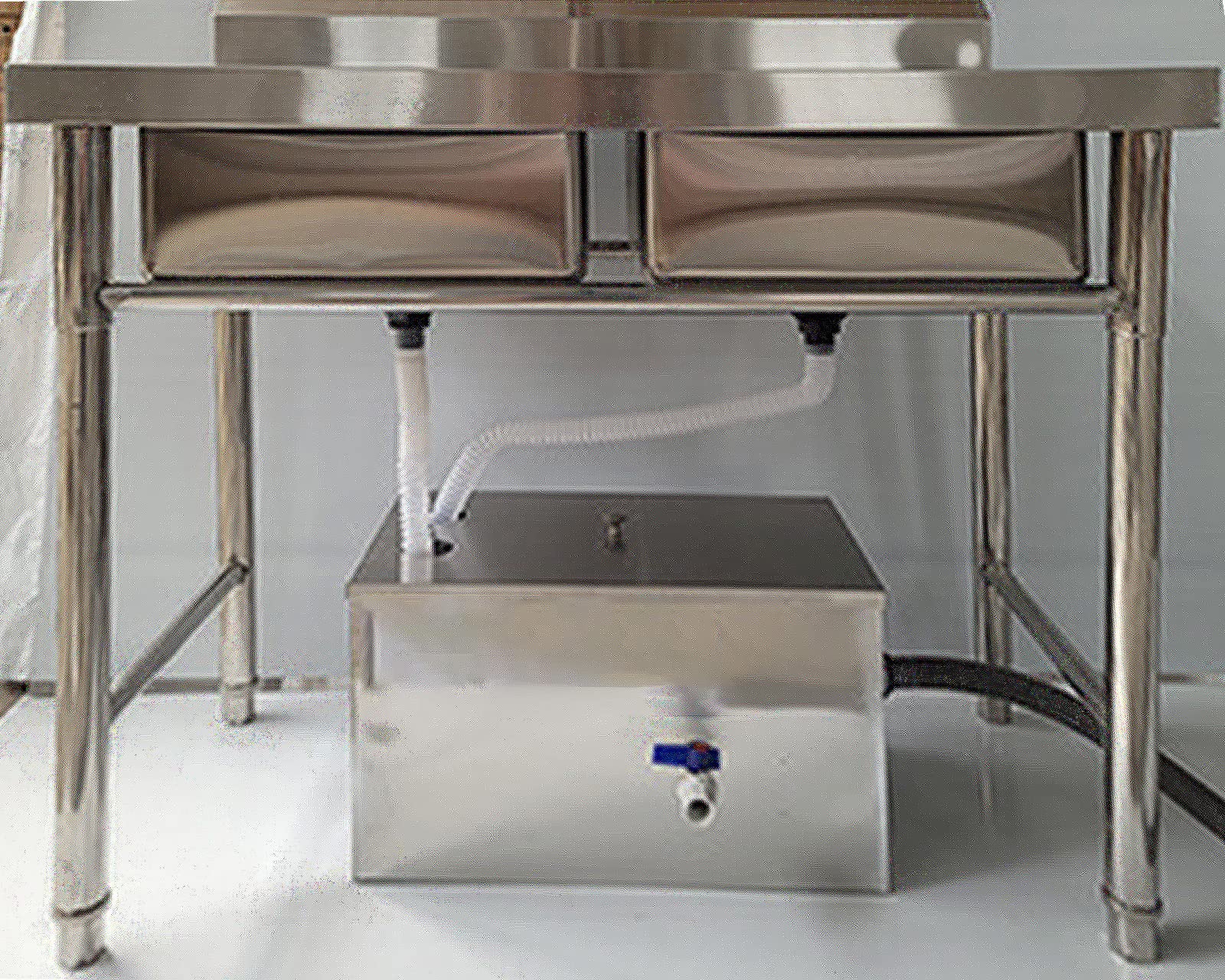 Interceptor de Trampa de Grasa de Acero Inoxidable, Separador de Grasa de Bajo Fregadero para Tratamiento de Aguas Residuales, Trampa de Grasa Comercial para Cocina y Restaurante(Size:35 * 25 * 25cm)