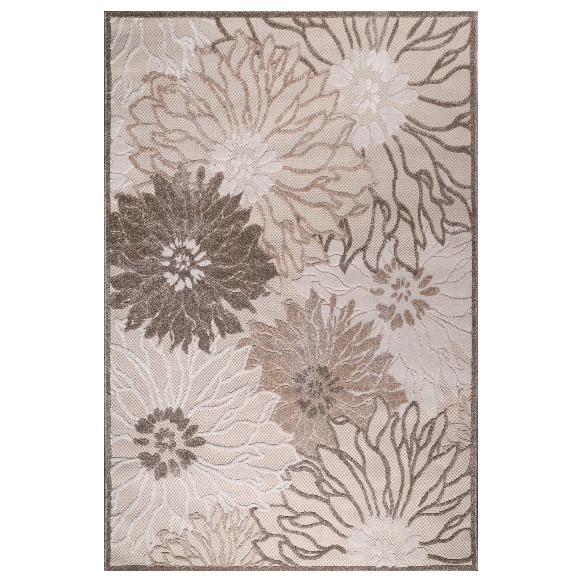 Impression Outdoor Teppich Wetterfest - Balkon Teppich Wasserabweisend - Teppich für den Innen und Außenbereich, Terrasse, Garten, Wohnzimmer, Bad oder Küche - Creme, 200 x 290 cm