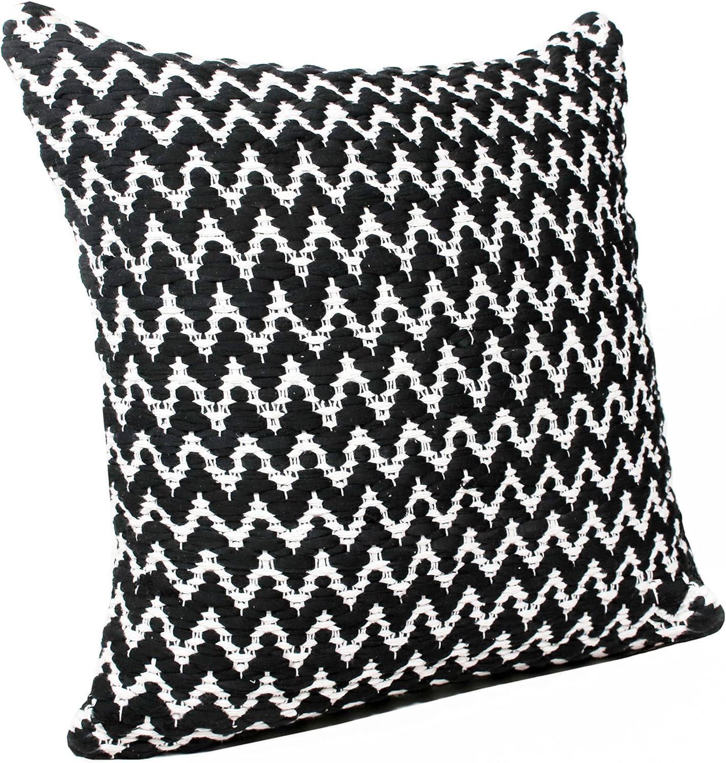 LR Home 20x20 Inches Chevron Cotton Blend Throw Pillow Covers For Home Decor | Modern Boho Cushion Covers For Throw Pillows | Perfect For Living Room Couch & Bedroom Decorations | Black/White