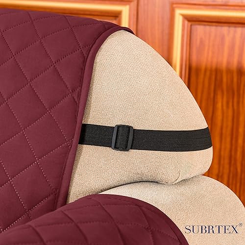 Miniatura 6 de SUBRTEX Funda para silla, reversible, funda acolchada para sofá, protector de muebles con correas elásticas, lavable para sala de estar, para niños