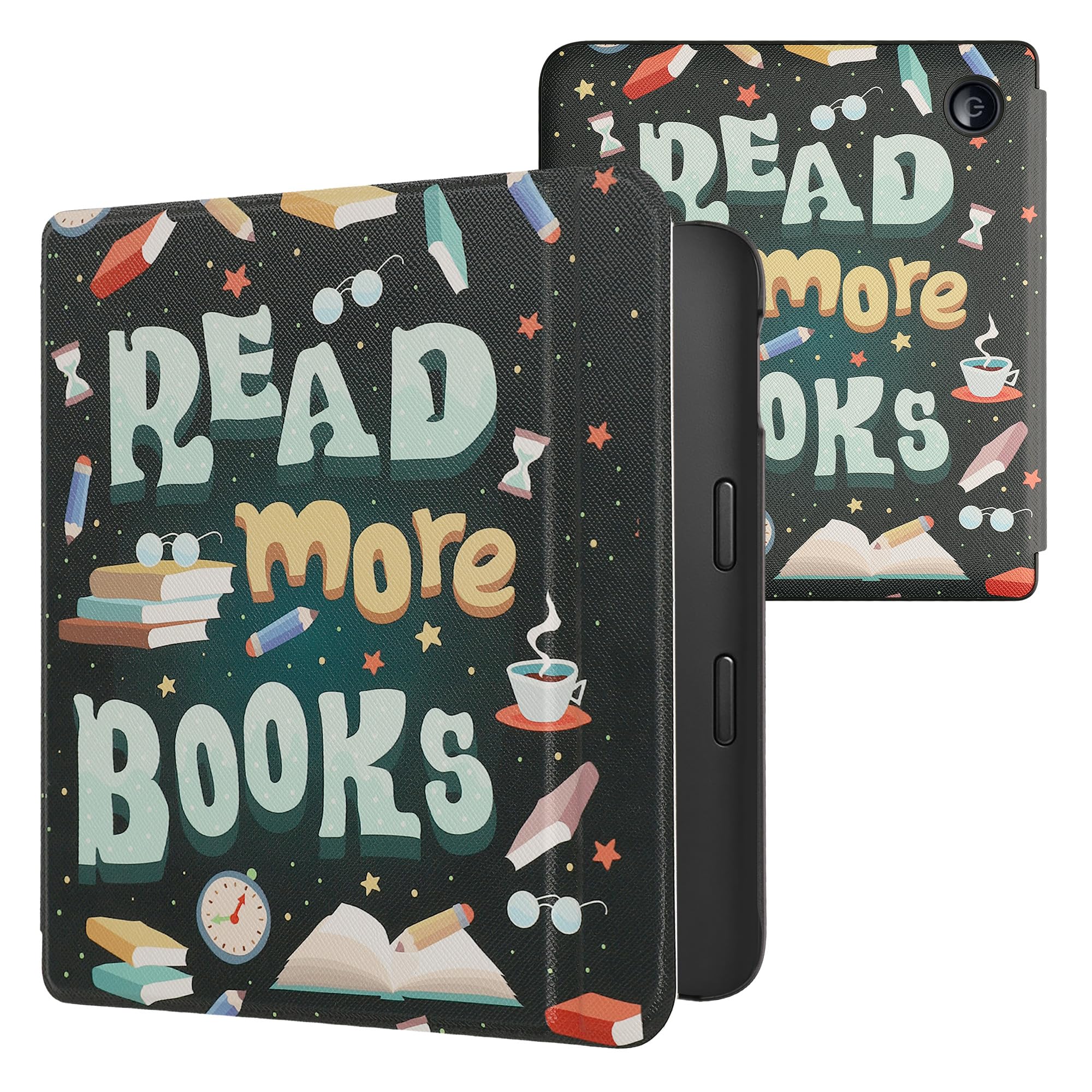 kwmobile Cover for Kobo Libra 2 Case - eReader Cover with auto sleep funktion - Equation with Green/Yellow — view 17