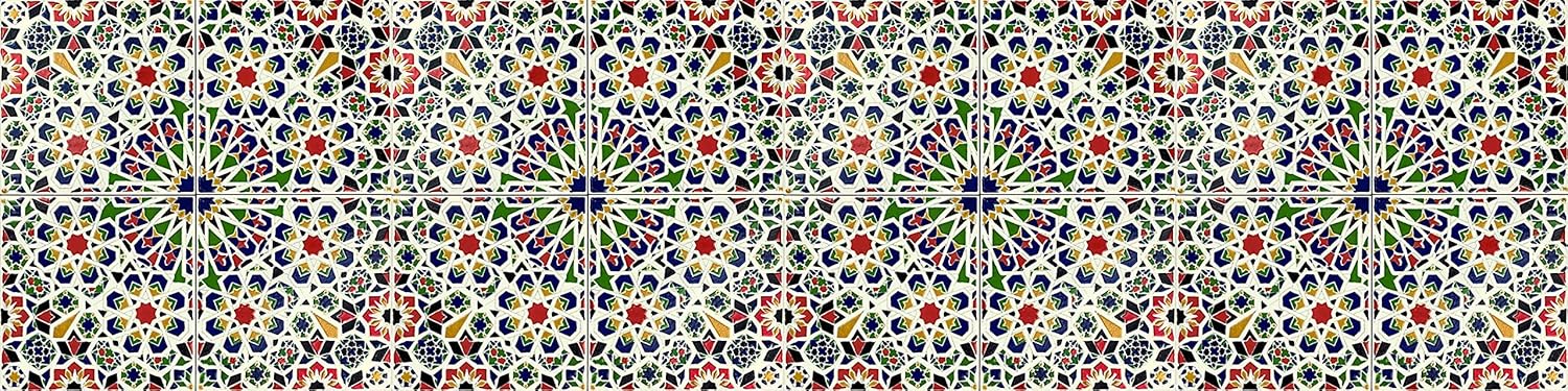 Moroccan Ceramic Tiles 8x8 - Mattullah by Cerames - Moroccan Mosaic Tiles for Bathroom, Kitchen, Living Room, Kitchen backsplash | 12 Coloured Moroccan Wall Tiles 8x8 in Oriental Style