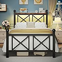 Vista 4 de Base de cama negra de tamaño individual con luces LED, cama de metal resistente con cabecera y piecero, estante de almacenamiento con estación