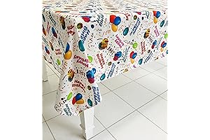 Happy Birthday Tablecloth: 70 x 84-Inch White Fabric