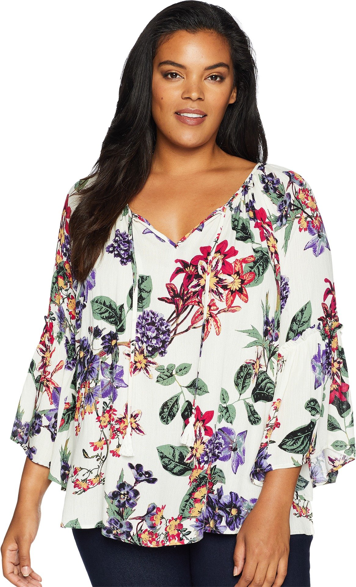 Karen KaneWomen's Plus Size Ruffle Sleeve Top,