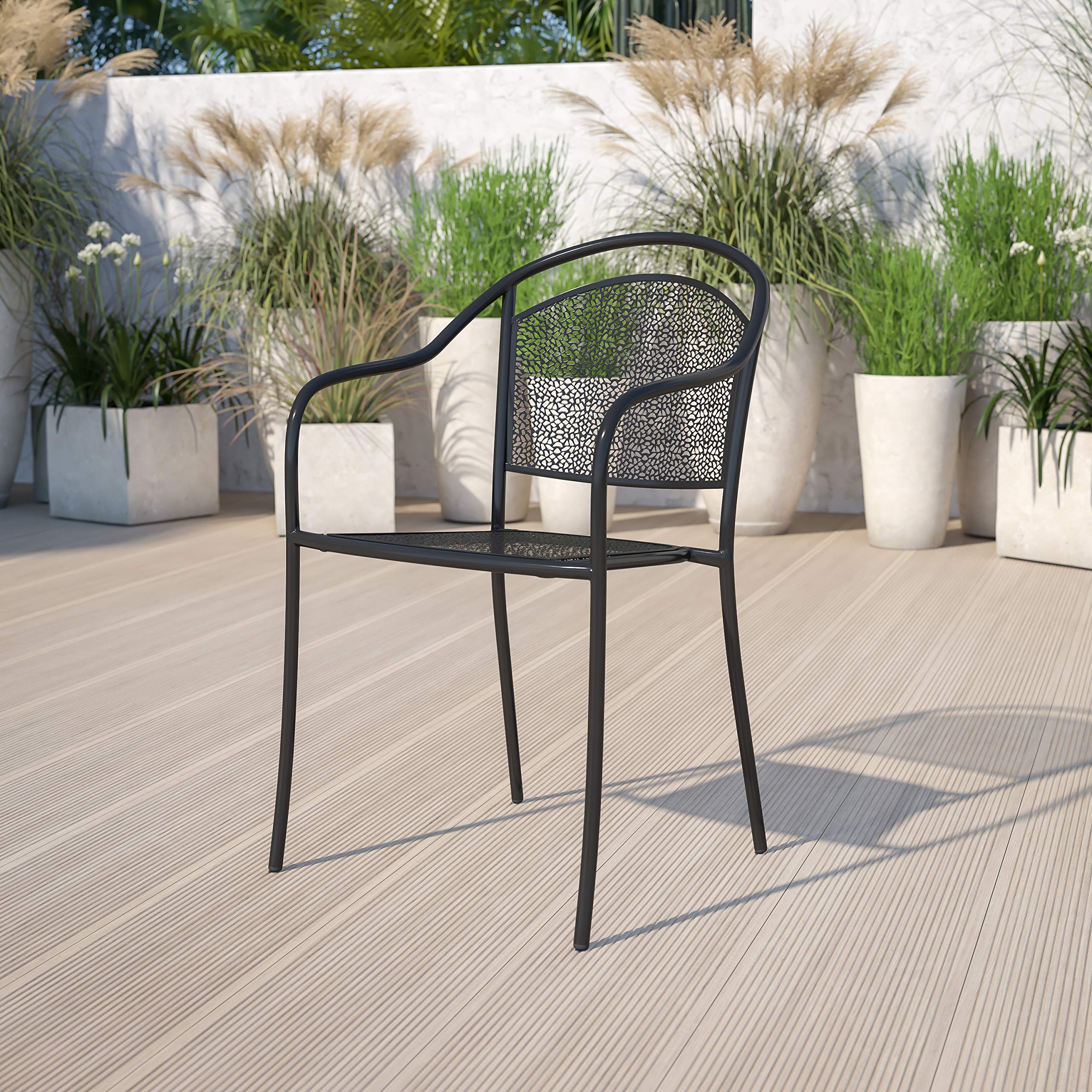 Amazon.com: EMMA + OLIVER Black Indoor-Outdoor Steel Patio Arm