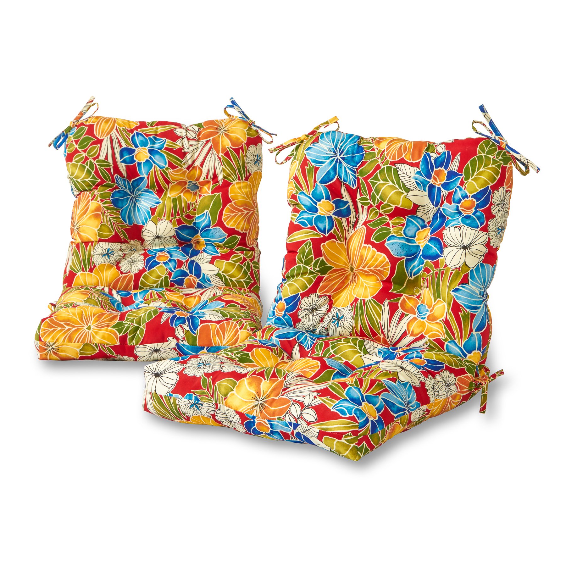 Greendale Home Fashions Outdoor Seat/Back Chair Cushion, 2 Count (Pack of 1), Aloha Crimson