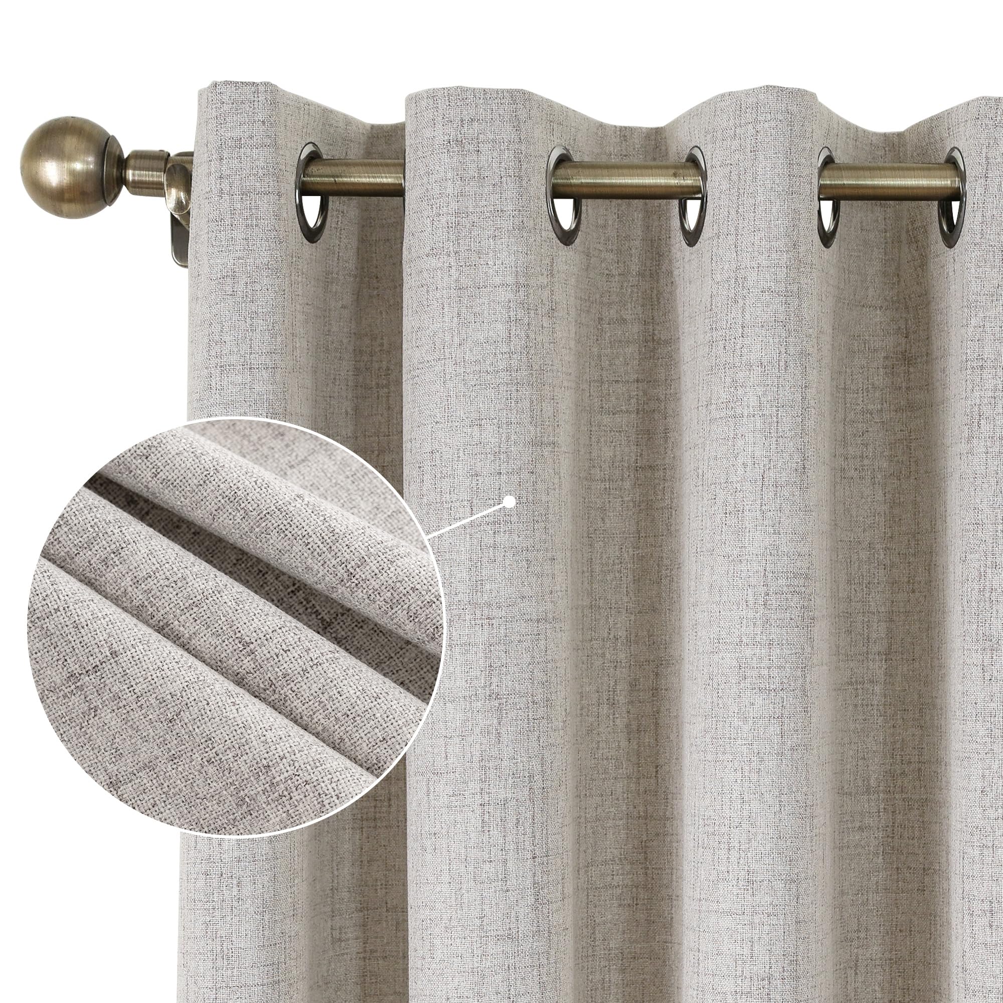 CUCRAF 100% Blackout Curtains Off White Thermal Curtains 54 Inch Drop 2 Panels Soft Texture Energy Saving Sun Blocking Eyelet Curtains for Bedroom Living Room 52 X 54 Inch