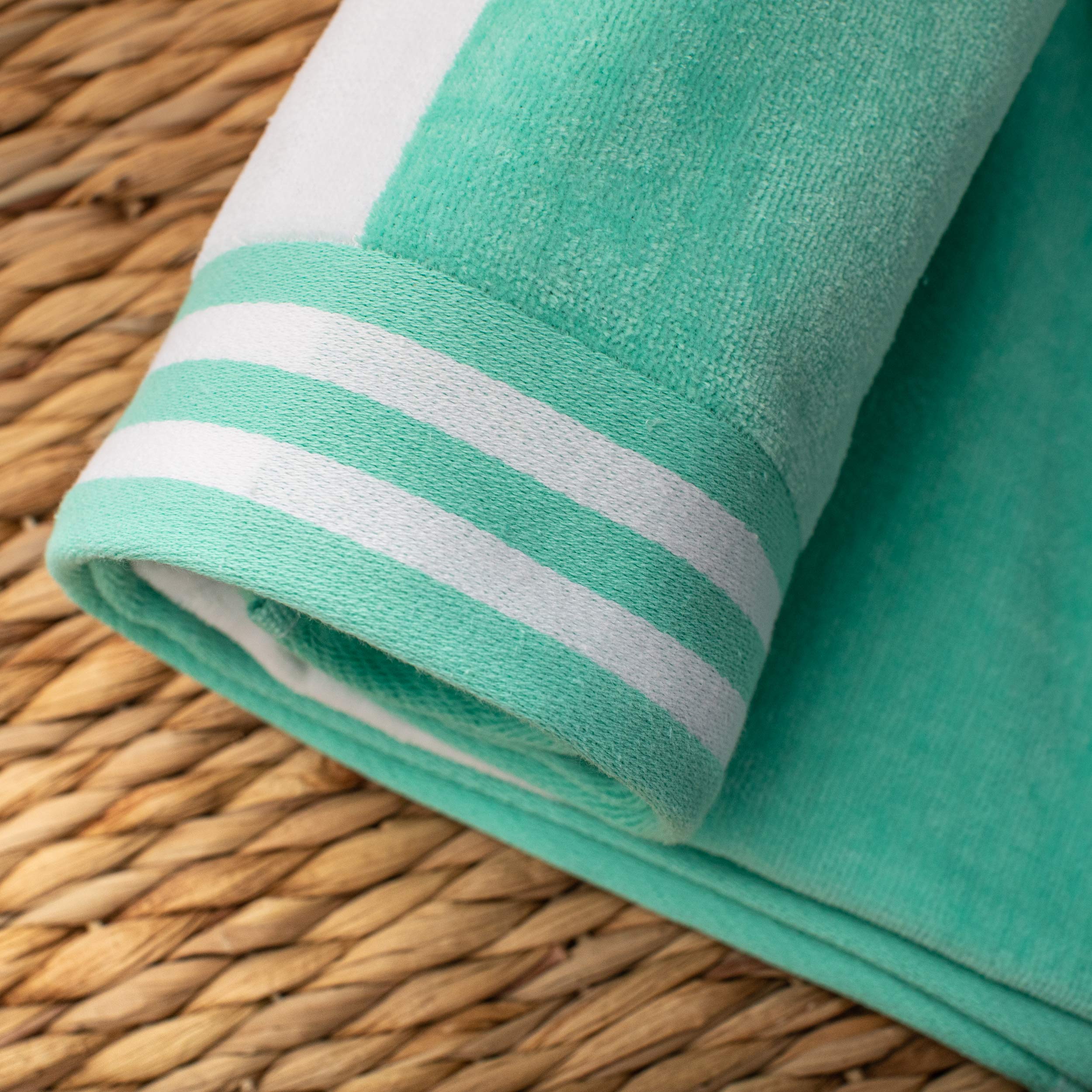 SUPERIOR Oversized Beach Towel – Nautical Stripe, 34x64 Inches, 100% Egyptian Cotton, Navy Blue - View #4