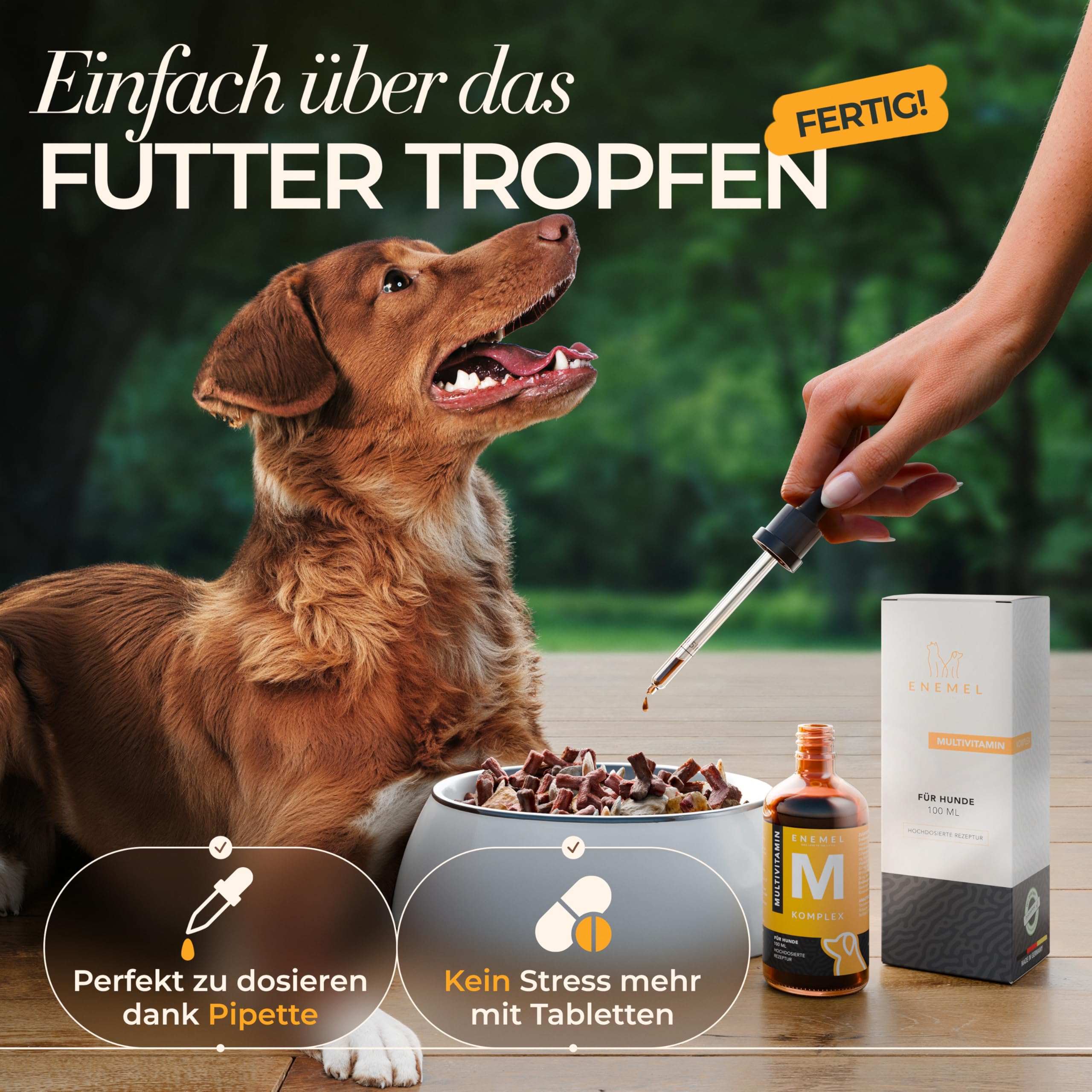Komplett-Set Hund Tropfen – 3X 100 ml flüssiges Nahrungsergänzungsmittel Hund mit Vitamin B Komplex, Gelenk Komplex (Kollagen, Hyaluronsäure & MSM) & Multivitamin, Made in Germany