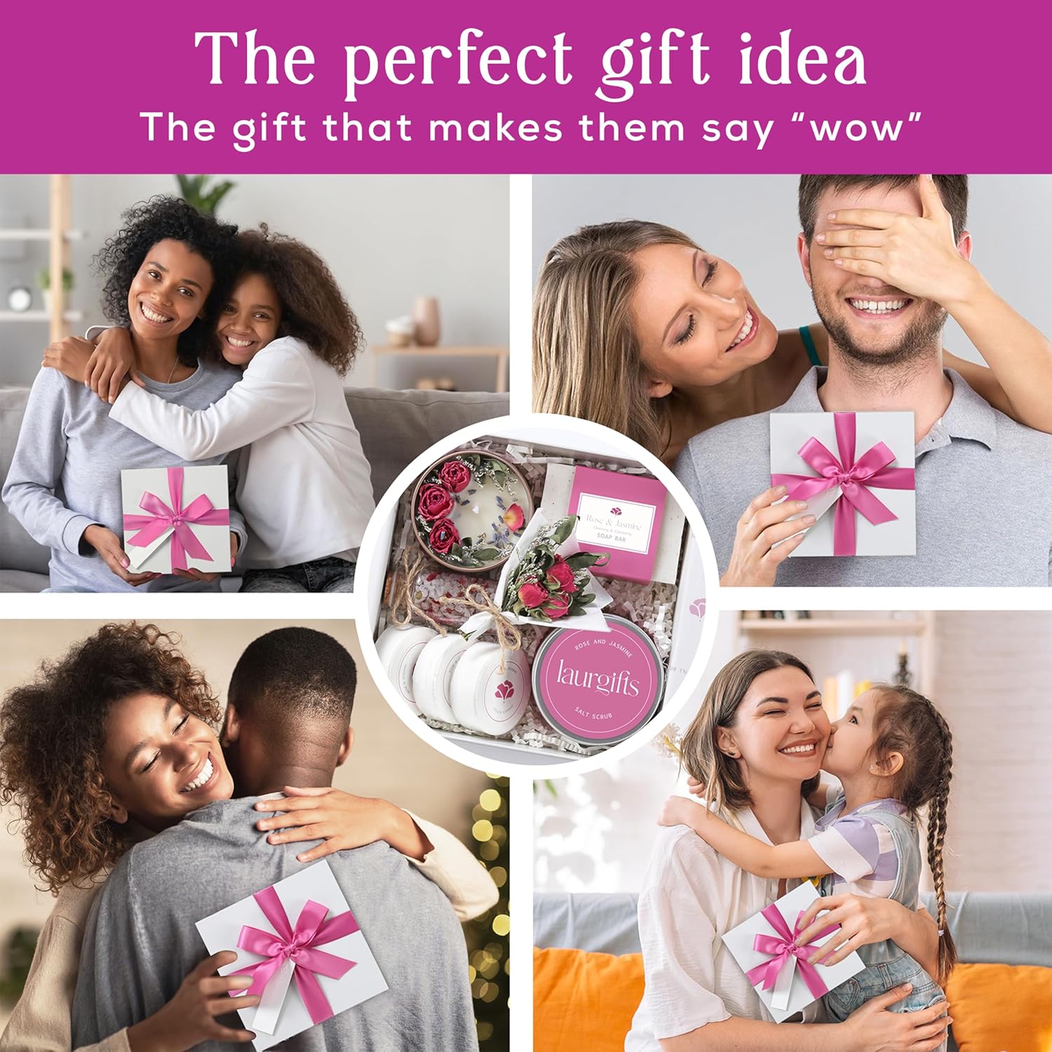 Spa Gift Set for Women – Rose & Jasmine Candle Gift Set with Bath Treats – Birthday Gift Basket for Women, Mom or Friend – Relaxing Self Care Spa Box - Image 6