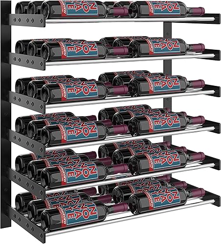 Vista 34 de VintageView Evolution Wine Wall 30 3C - Estante moderno para vino (18 botellas, negro mate)